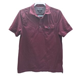 Banana Republic Fitted Pima Polo Shirt Burgundy Maroon Size Large